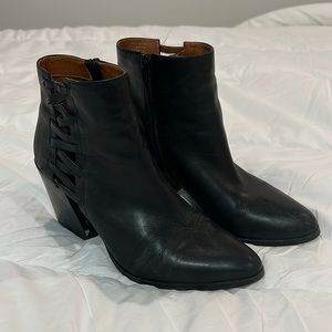 Cutout leather ankle boots